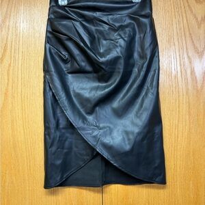 Chic Asymmetrical Black Leather Look Skirt